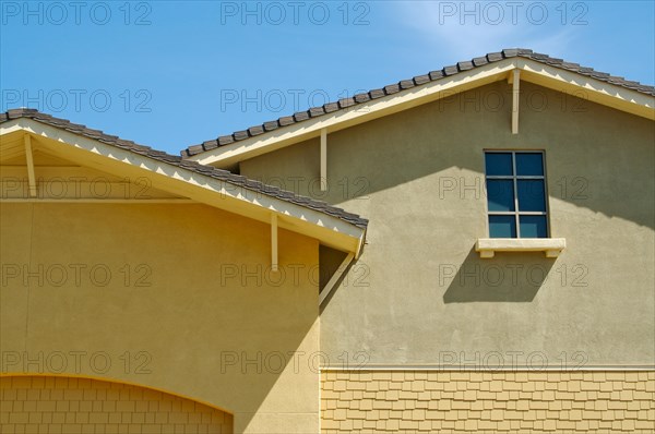 Abstract of new home construction facade