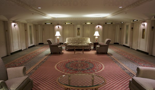 Classic elevator lobby interior of a hotel