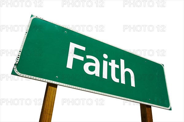 Faith road sign isolated on white with clipping path