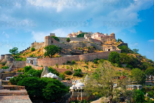 Vintage retro effect filtered hipster style image of Kumbhalgarh fort famous indian tourist landmark. Rajasthan