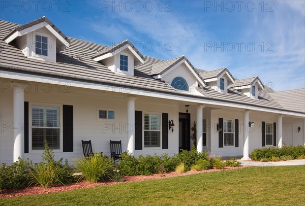 Beautiful house facade against a blue sky