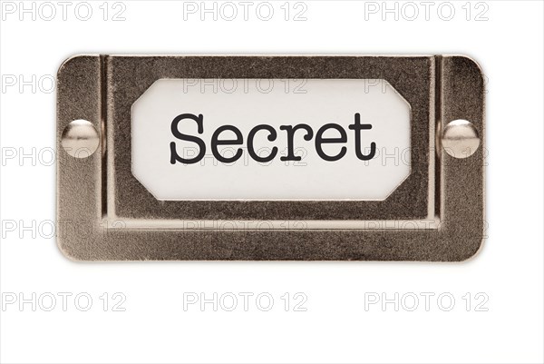 Secret file drawer label isolated on a white background