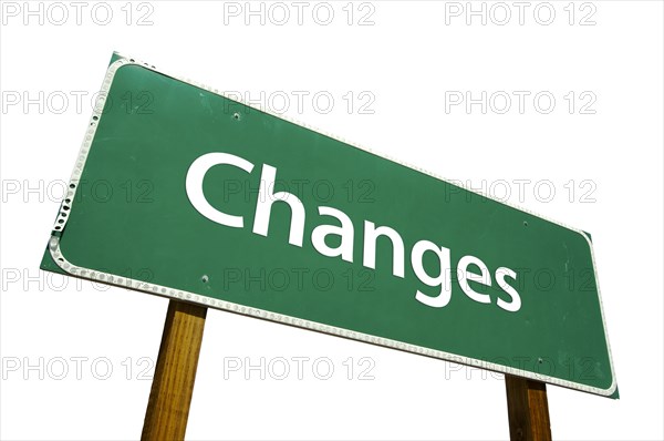 Changes road sign isolated on white with clipping path