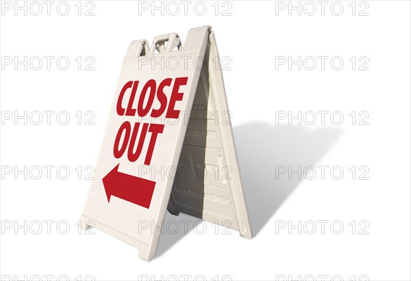 Close out tent sign isolated on a white background