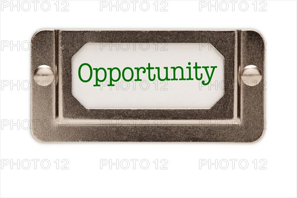 Opportunity file drawer label isolated on a white background