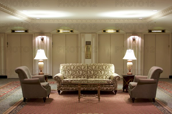 Classic elevator lobby interior of a hotel