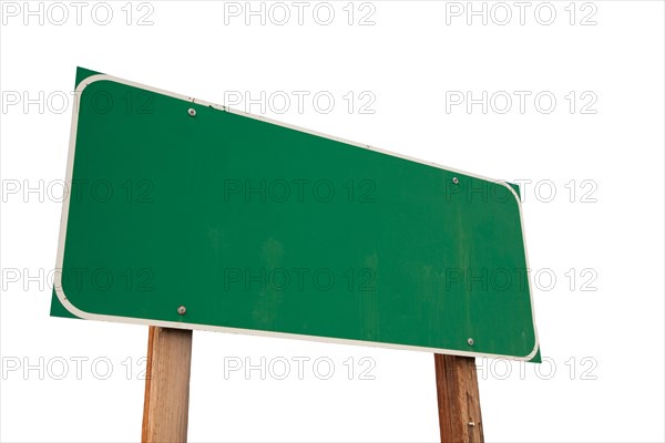 Blank green road sign isolated on a white background