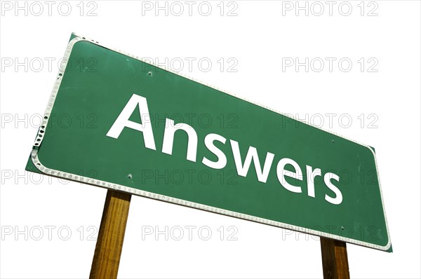 Answers road sign isolated on white