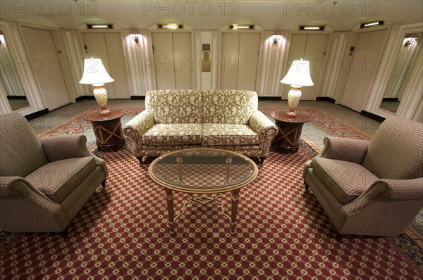 Classic elevator lobby interior of a hotel