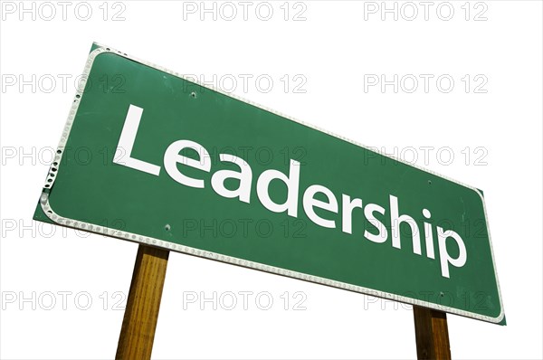 Leadership road sign isolated on white with clipping path