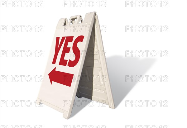 Yes tent sign isolated on a white background