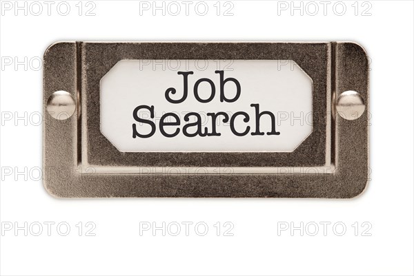 Job search file drawer label isolated on a white background