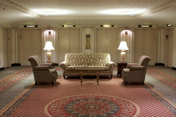 Classic elevator lobby interior of a hotel