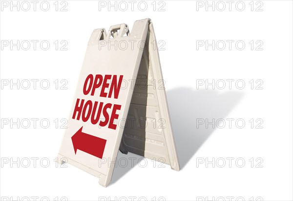 Open house tent sign on A white background with room for logo or text above