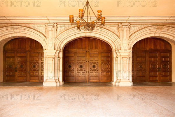 Three majestic classic arched doors with chandelier