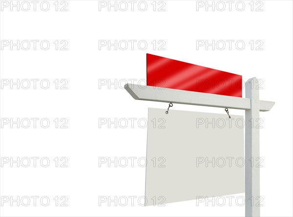 Blank real estate sign isolated on a white background