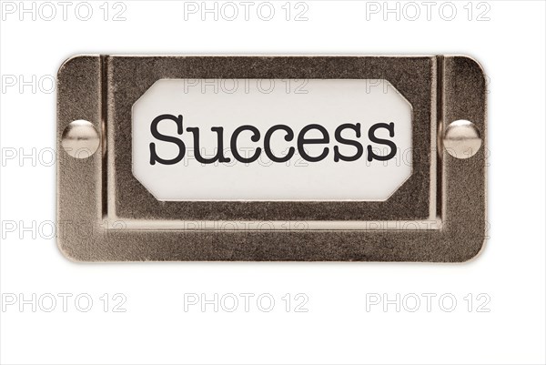 Success file drawer label isolated on a white background