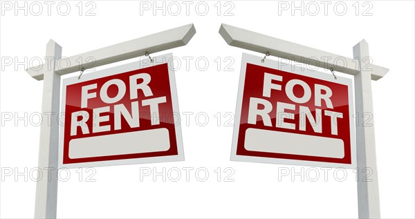 Left and right facing for rent real estate signs isolated on a white background with clipping path