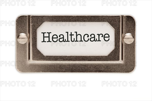 Healthcare file drawer label isolated on a white background