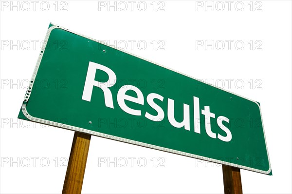 Results road sign isolated on white with clipping path