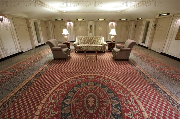 Classic elevator lobby interior of a hotel