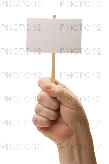 Blank sign in fist isolated on A white background