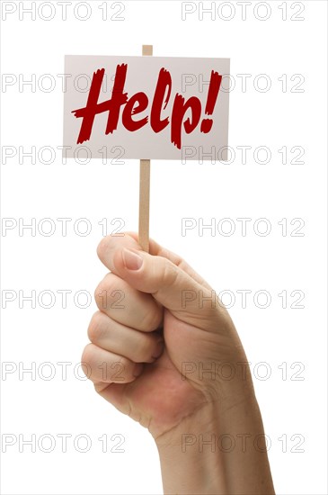 Help sign in fist isolated on A white background