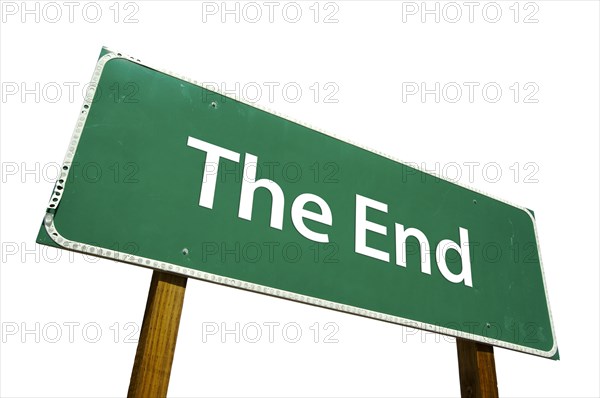 The end road sign isolated on white with clipping path