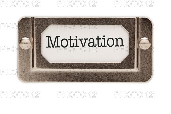 Motivation file drawer label isolated on a white background