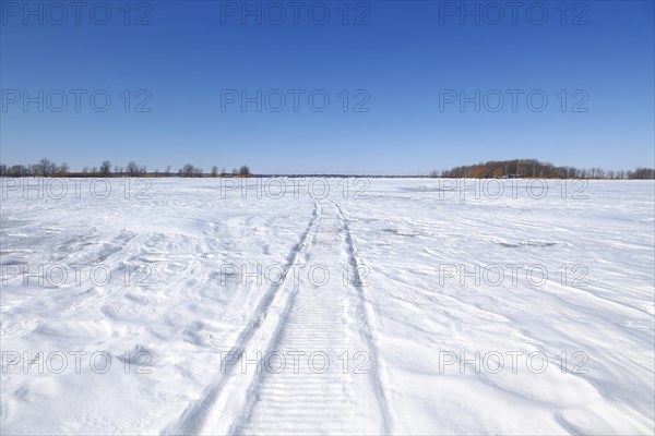 Wheel tracks on a frozen surface