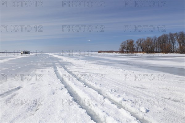 Wheel tracks on a frozen surface