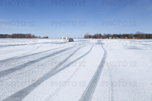 Wheel tracks on a frozen surface