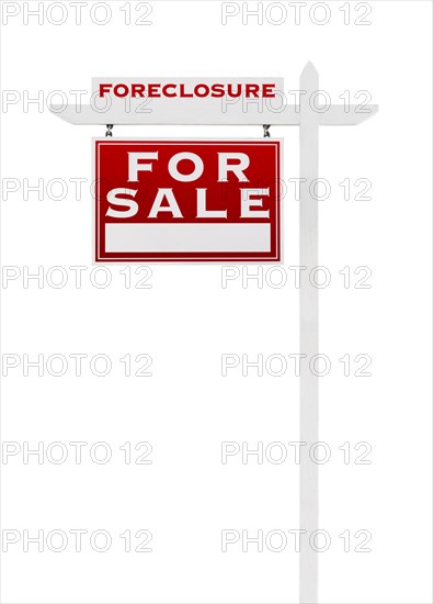 Left facing foreclosure sold for sale real estate sign isolated on white