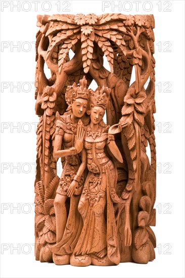 Rama and his wife Sita of Hindu mythology wood carving