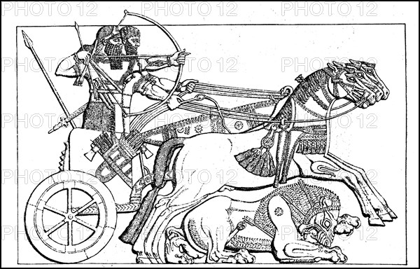 Warrior hunting a lion