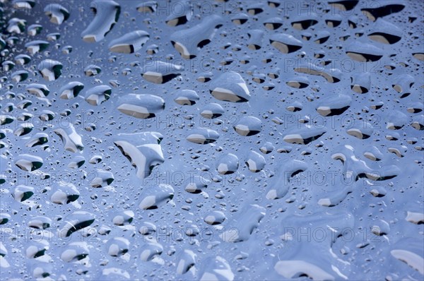 Macro shot of water drops on glass