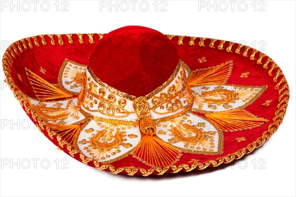 Red sombrero isolated on white