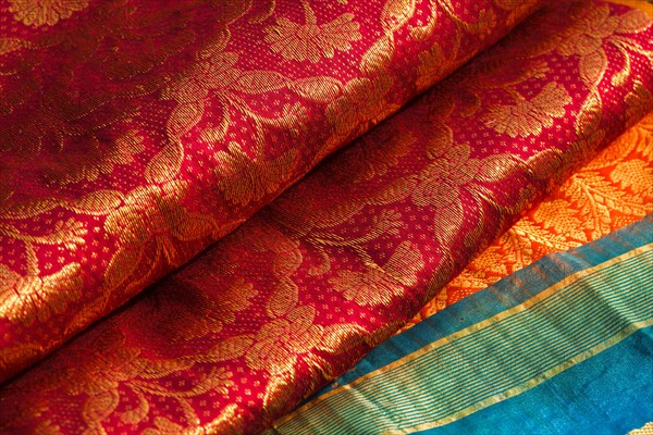 Indian silk saries close up Background