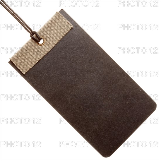 Black paper tag isolated on white background