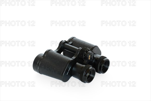 Black binoculars isolated on white background