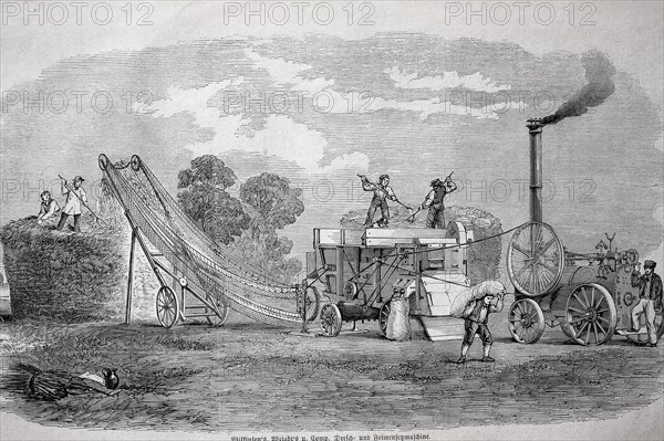 Steam-powered threshing machine by Wilkinson