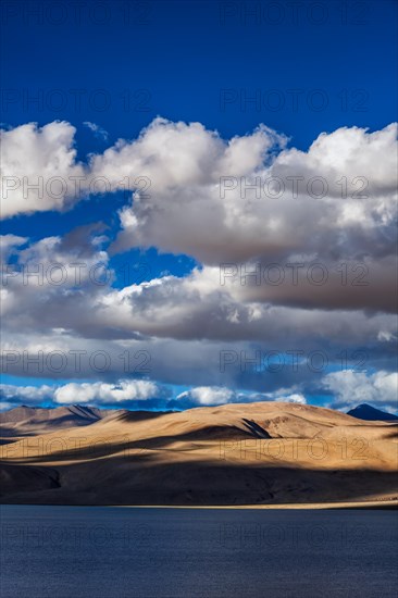 Himalayan lake Tso Moriri on sunset