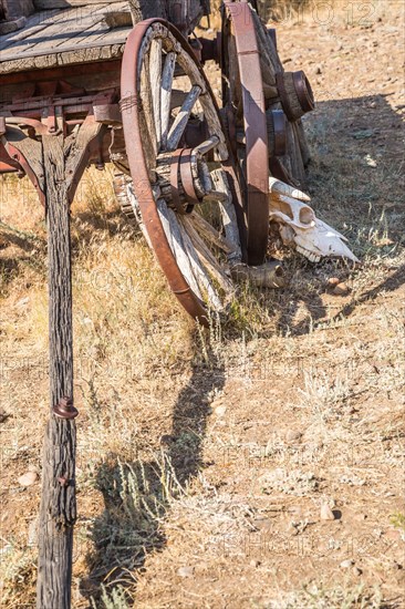 Abstract of vintage antique wood wagons and wheels