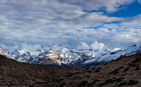 Himalayas snowcapped summit mountains in snow