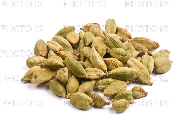 Pile of cardamom isolated on white background close up