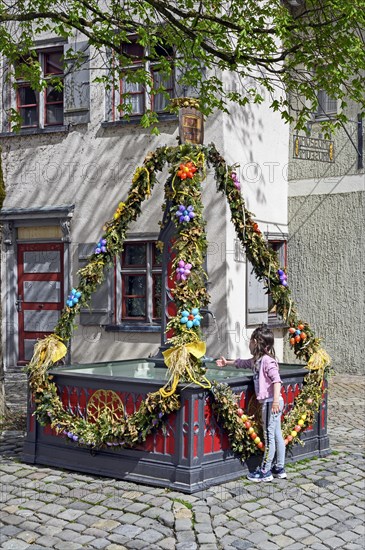 Easter decorated fountain at the city wall