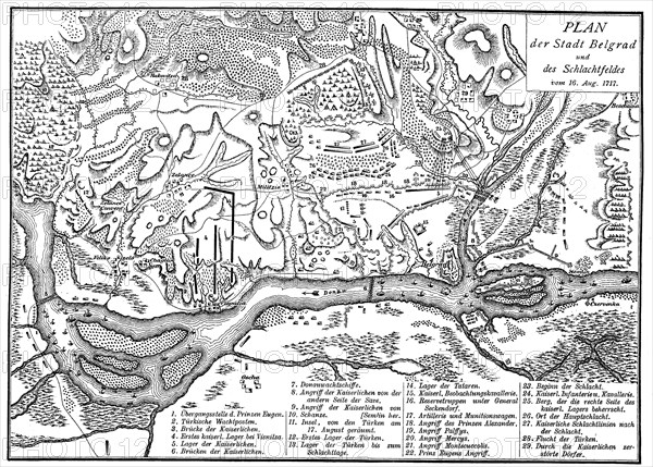 Plan of the Battle of Belgrade of 16 August 1717