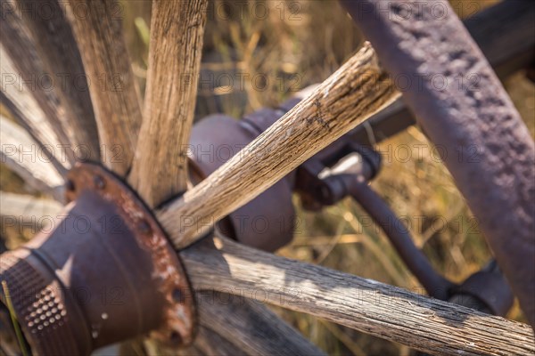 Abstract of vintage antique wood wagon wheel