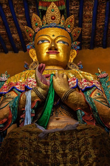 Maitreya Buddha statue in Tsemo gompa