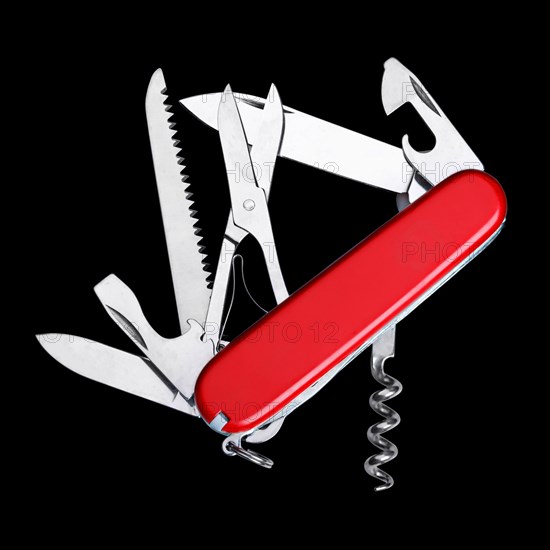 Swiss army multipurpose knife isolated on white